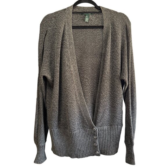 Lauren Ralph Lauren Men’s Size XL 4 Button Gray Long Sleeve 100% Cotton Cardigan - Picture 1 of 6